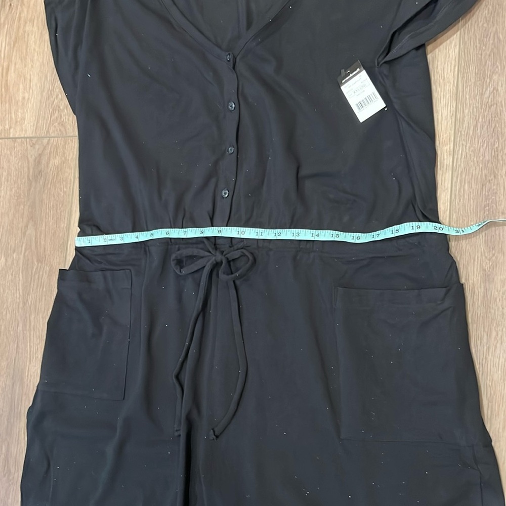 NWT Norma Kamali Black/Sparkly Jumpsuit, Pockets, XXL, Cap Sleeves - Picture 11 of 17